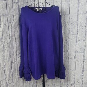 ×CHICO'S Ruffled Cuffs Periwinkle‎ Women's Pullover Sweater Large